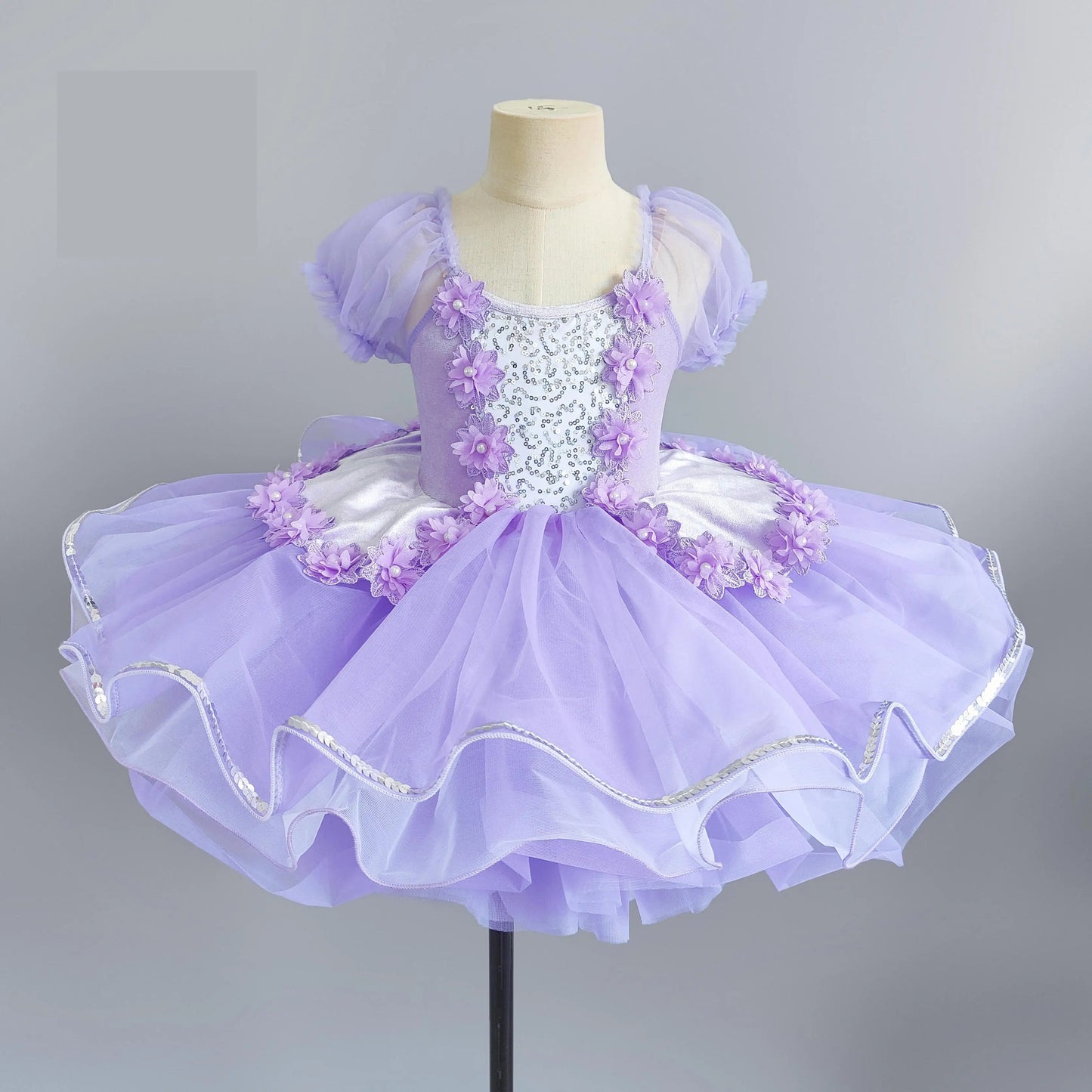 Girls Sequined Ballerina Dance Tutu Dress Costume