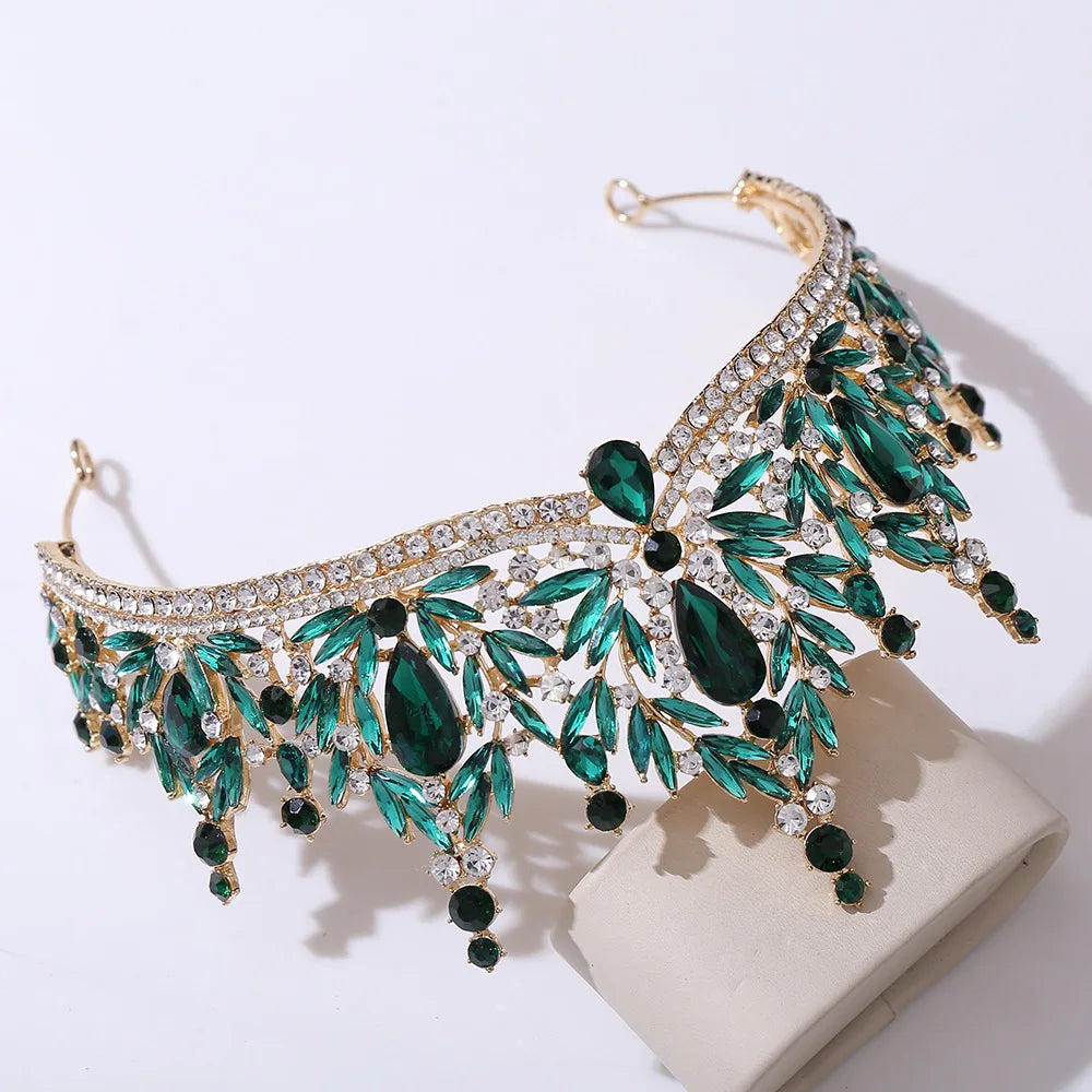 Crystal Leaves Bridal Tiara Crowns Rhinestone Hair Accessories