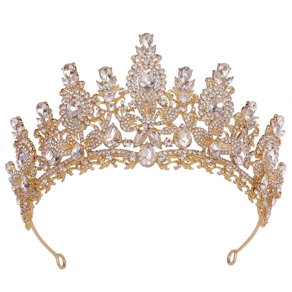 Flower Crystal Crown Tiara Vintage Party Hair Accessory