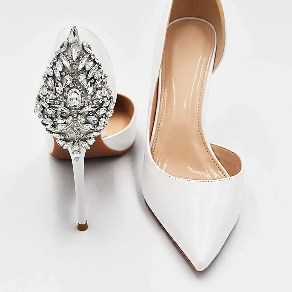 
                      
                        Crystal  Rhinestone White Pointed High Heel Wedding Pumps
                      
                    