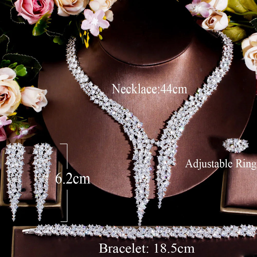 
                      
                        Brilliant Big Luxury Dinner Party Cubic Zirconia Wedding Bridal Costume Jewelry Set
                      
                    