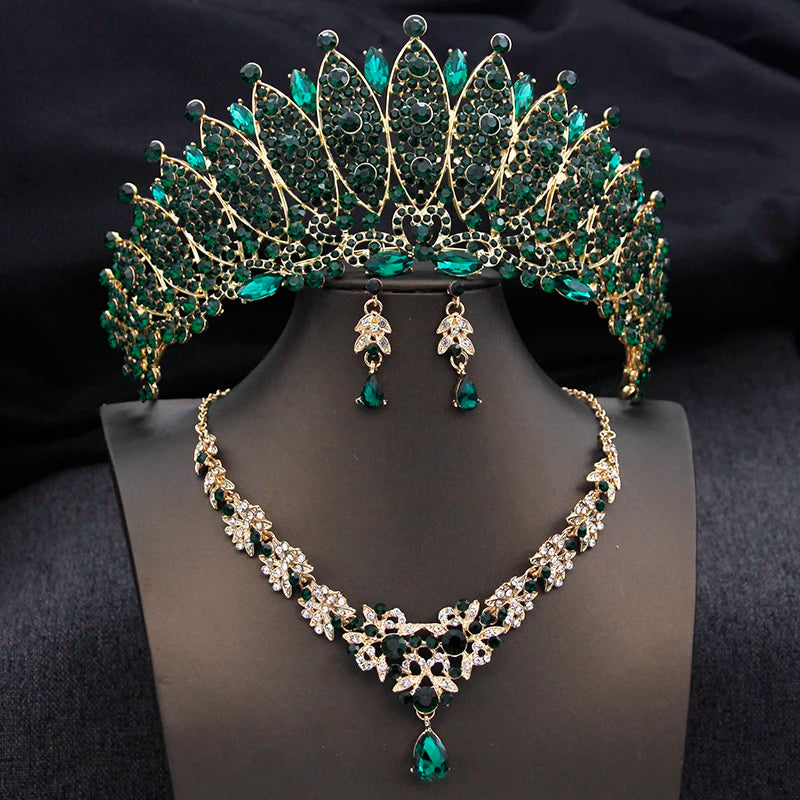 
                      
                        Royal Queen Champagne Tiara Crown Bridal Jewelry Sets for Women Jewelry Accessories
                      
                    