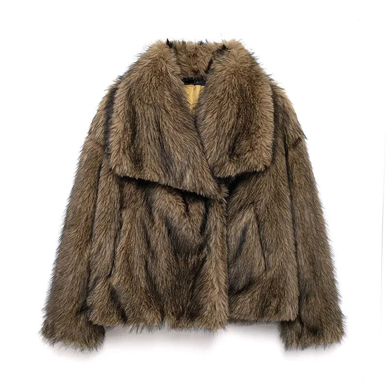 
                      
                        Luxury Faux Fur Women's Jacket Street Fashion Long Sleeve Lapel Ladies Coat
                      
                    