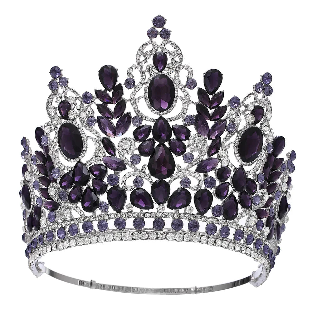 
                      
                        Big Round Crown Luxury High Royal Queen Crystal Tiaras Costume Hair Accessories
                      
                    