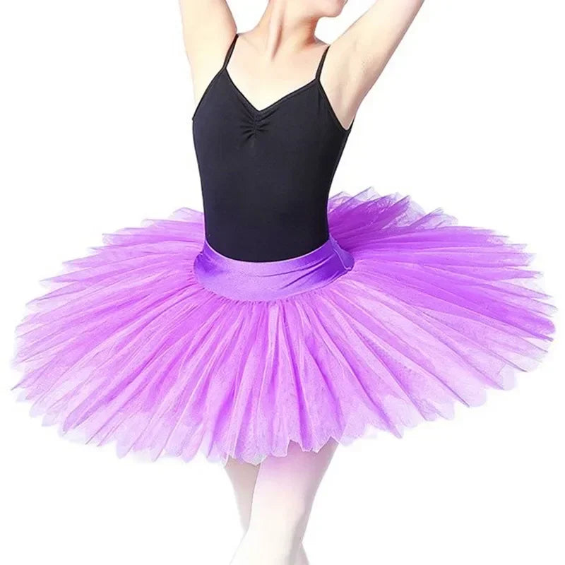 Professional Ballet Tutu For Adult Child Stiff Mesh Pancake Dance Practice Skirts