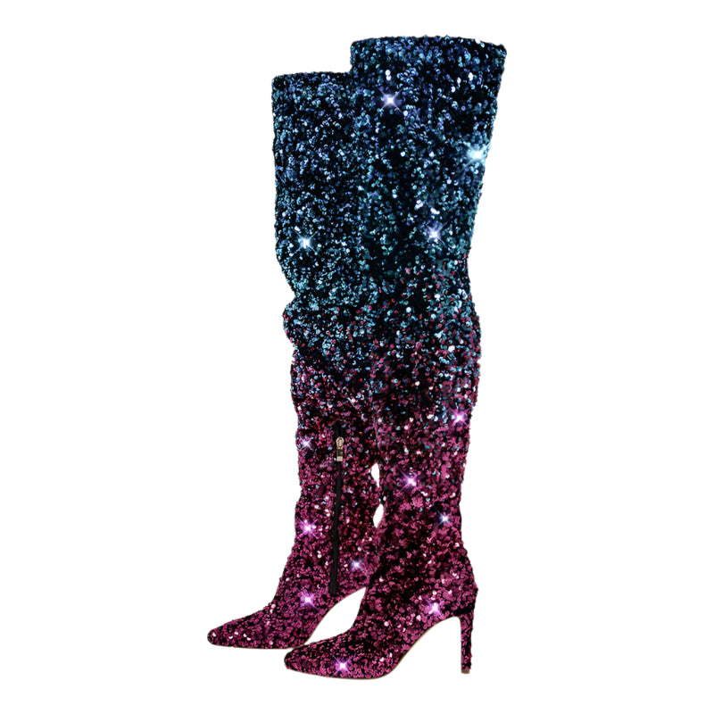 glitter over the knee ladies bling boots