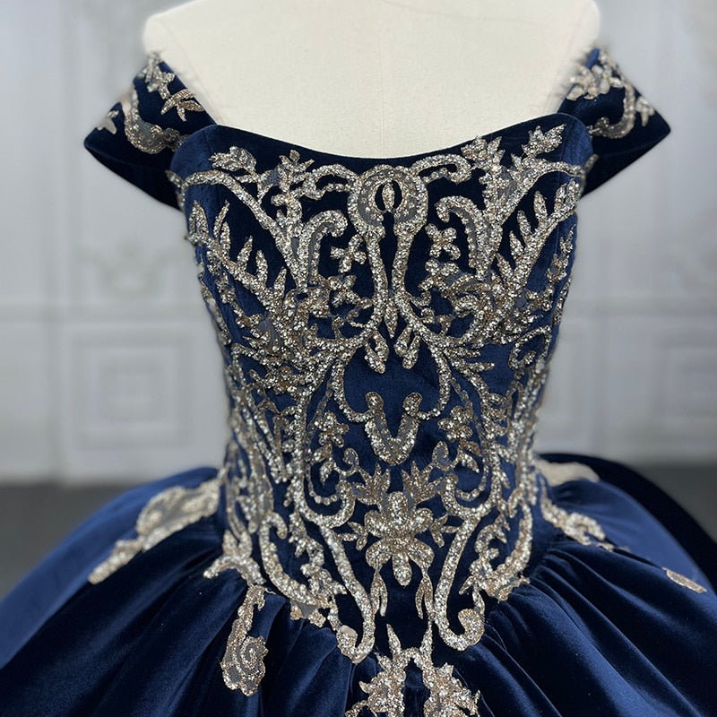 
                      
                        Velvet Blue Ball Gown Quinceanera Dress
                      
                    