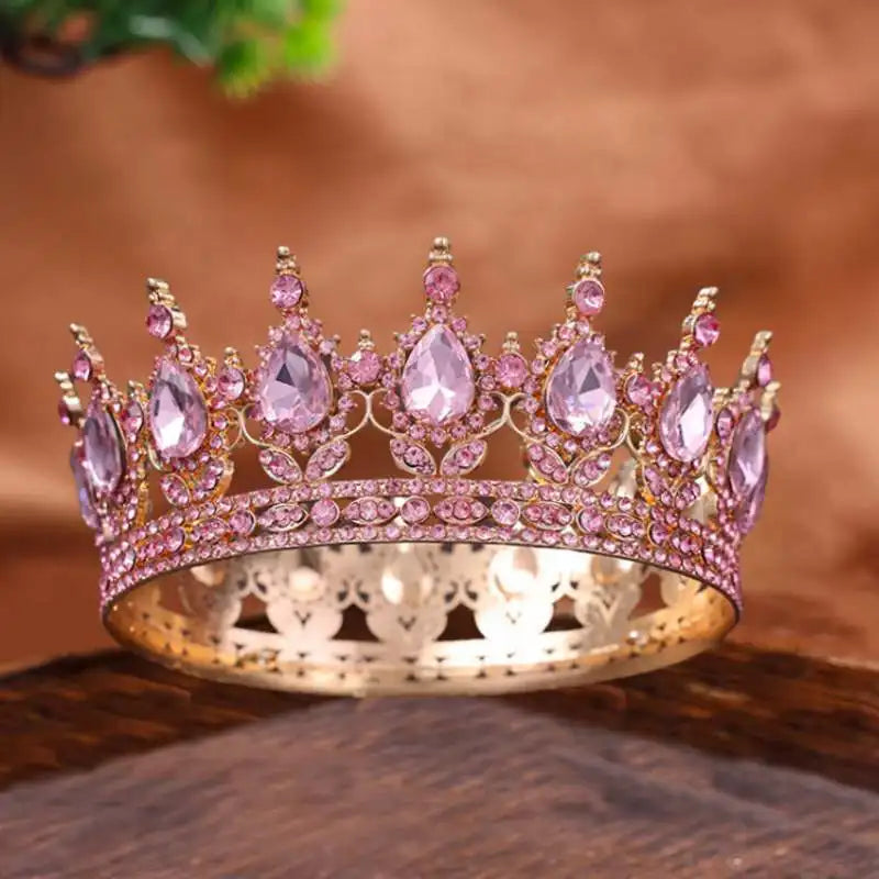Royal Queen King Crystal Crowns Rhinestone Round Party Hair Accessory, reign supreme at your next celebration with this stunning full round crystal crown