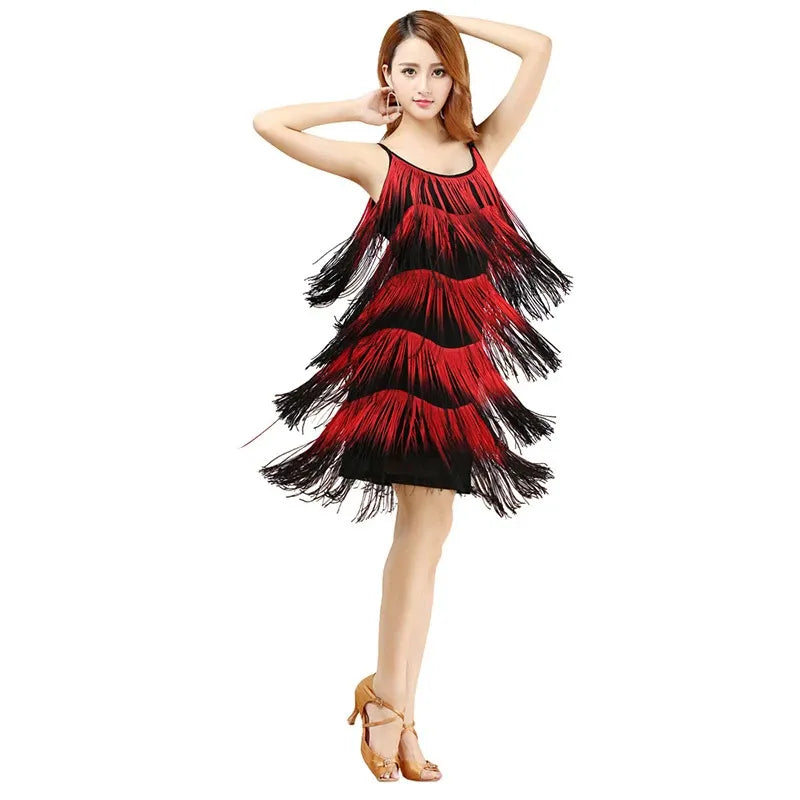 Latin Dance Costume Tassel Sleeveless Dance Wear Dress