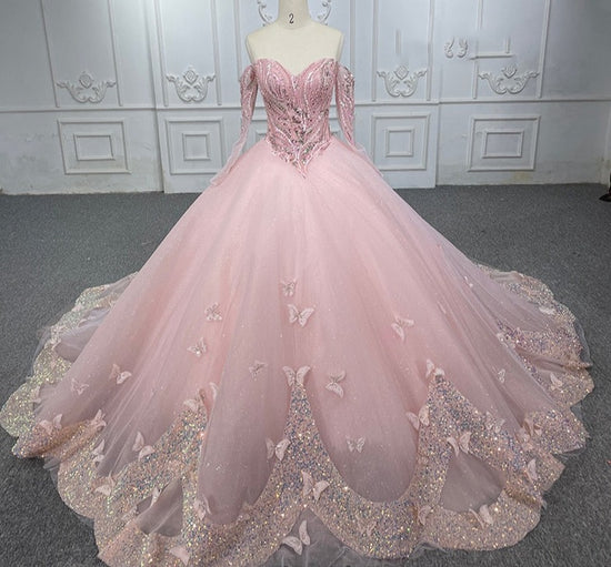 Elegant Quinceanera Pink Ball Gown Dress