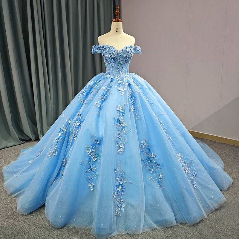Blue Quinceañera Dress – TulleLux Bridal Crowns & Accessories
