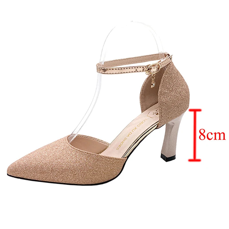 
                      
                        Bling Gold Silver Women's Pumps Pointed Toe Thin Heel Party Wedding Shoes
                      
                    