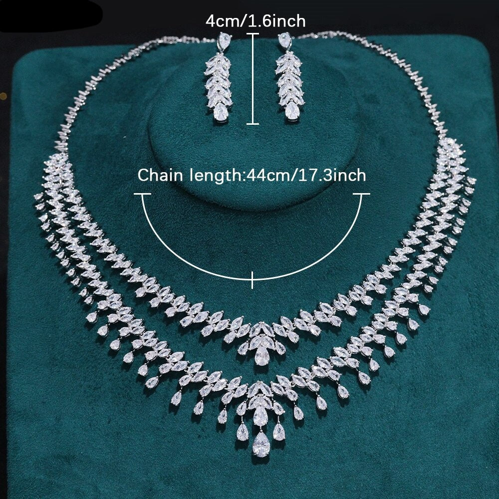 
                      
                        Cubic Zirconia Double Row 2pcs Necklace Earrings Jewelry Set Wedding  Accessory
                      
                    