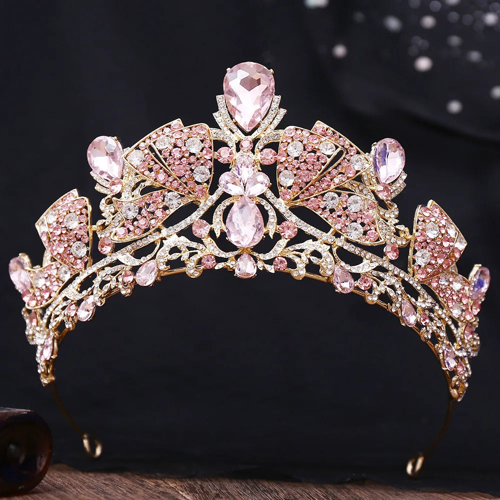Butterfly Crystal Crown Rhinestone Princess  Tiara Hair Accessories, this stunning oversized tiara features brilliantly cut crystals arranged in a mesmerizing mirrored illusion pattern