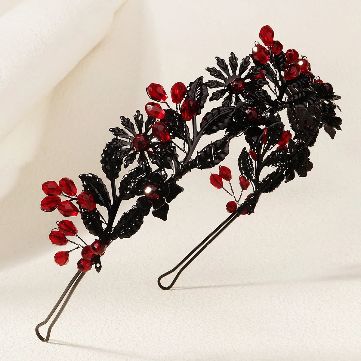 black and red tiara crowns crystal bead on metal frame, party hair accessory