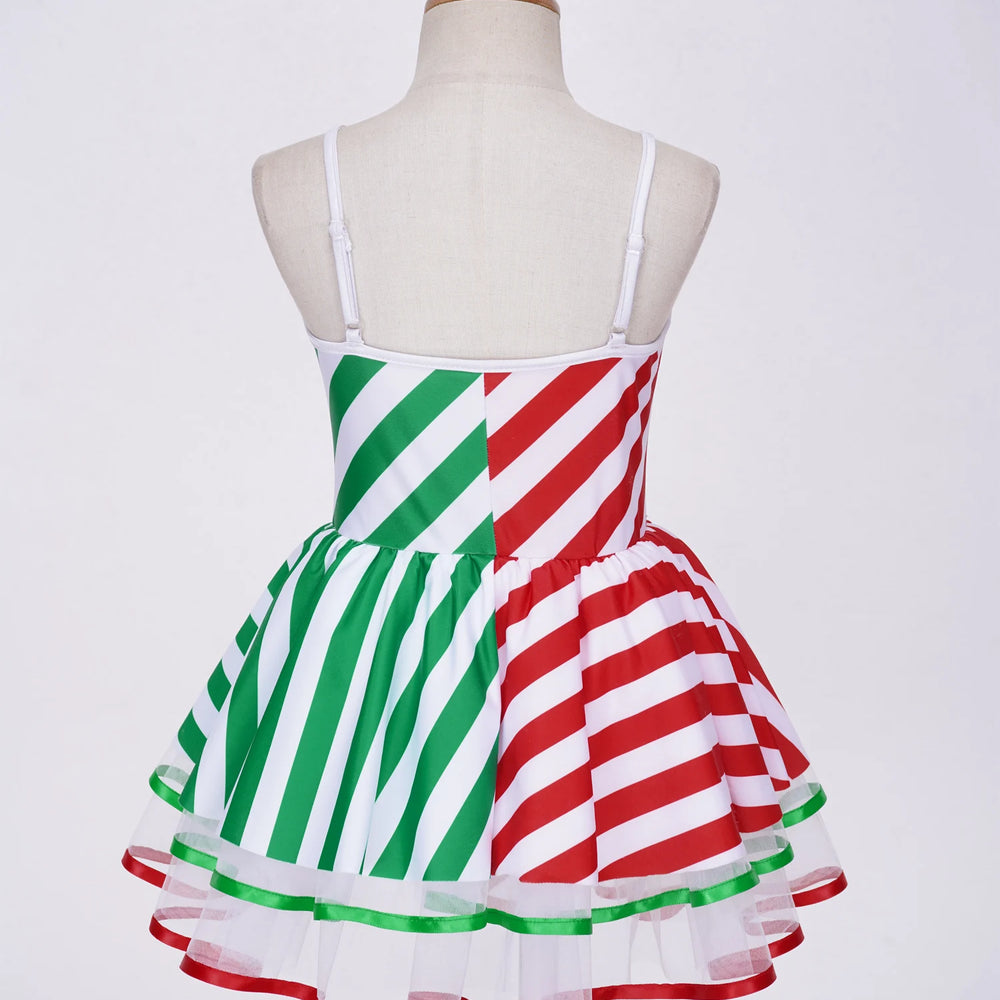 
                      
                        Girls Candy Cane Holiday Costume Red Striped Tutu Dress Dance Wear
                      
                    