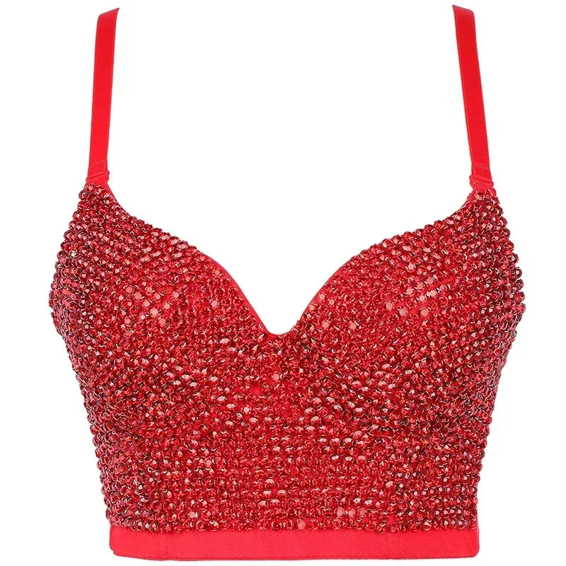 
                      
                        Rhinestone Diamond Sequin Tank Top Corset Crop Tops
                      
                    