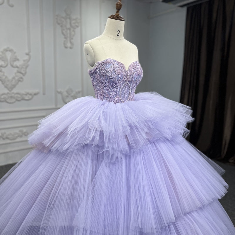 Quinceanera Dress Ball Gown Crystal Purple