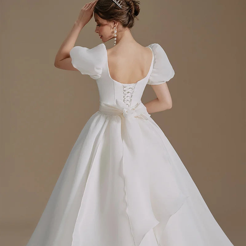 
                      
                        Puff Sleeve Wedding Dress Bow Boho
                      
                    