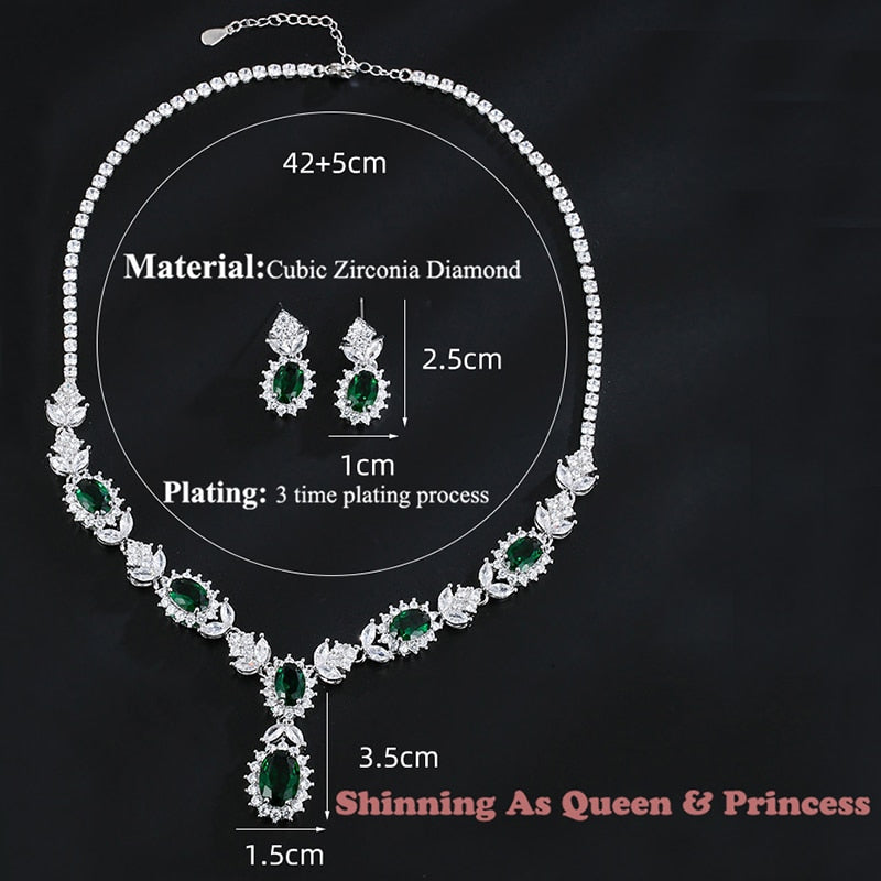 
                      
                        Luxury Green Cubic  Zirconia Crystal Necklace and Earrings Jewelry Set
                      
                    