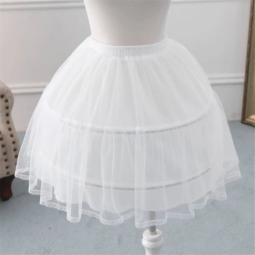 Girls Crinoline Petticoat Hoop Underskirt Short A-line Ball Gown Slip, elevate your young girl's formal look with this refined crinoline petticoat