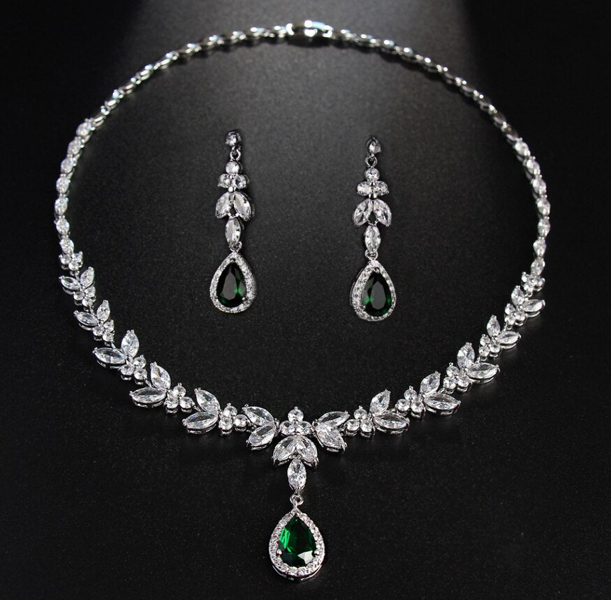 
                      
                        Luxury Green Cubic  Zirconia Crystal Necklace and Earrings Jewelry Set
                      
                    