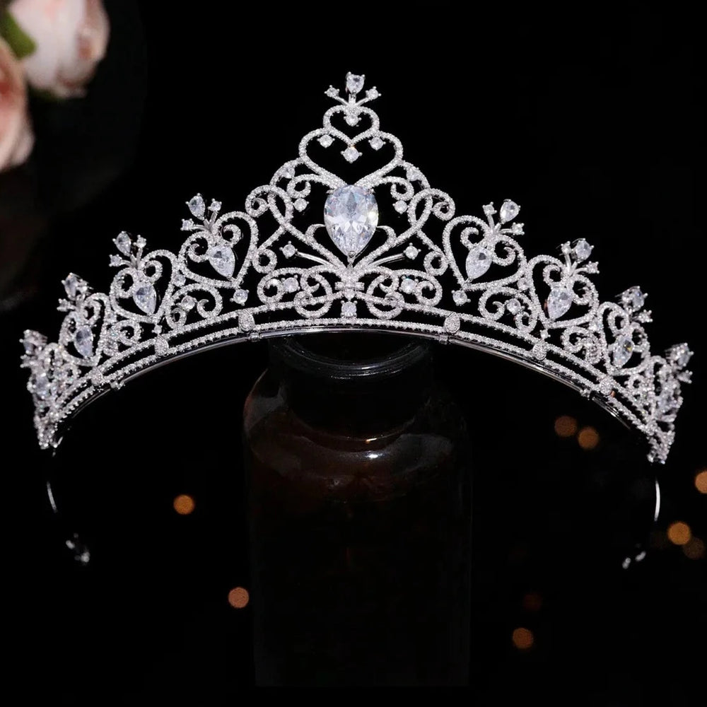 Sparkling Micro Inlaid 5A Zircon Tiara Cubic Zirconia Hair Accessory