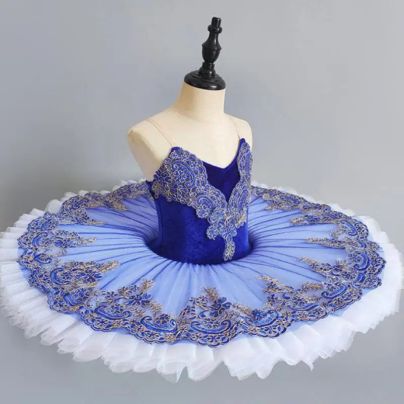 
                      
                        Girls Blue Embroidered Pancake Tutu Ballerina Dance Costume
                      
                    