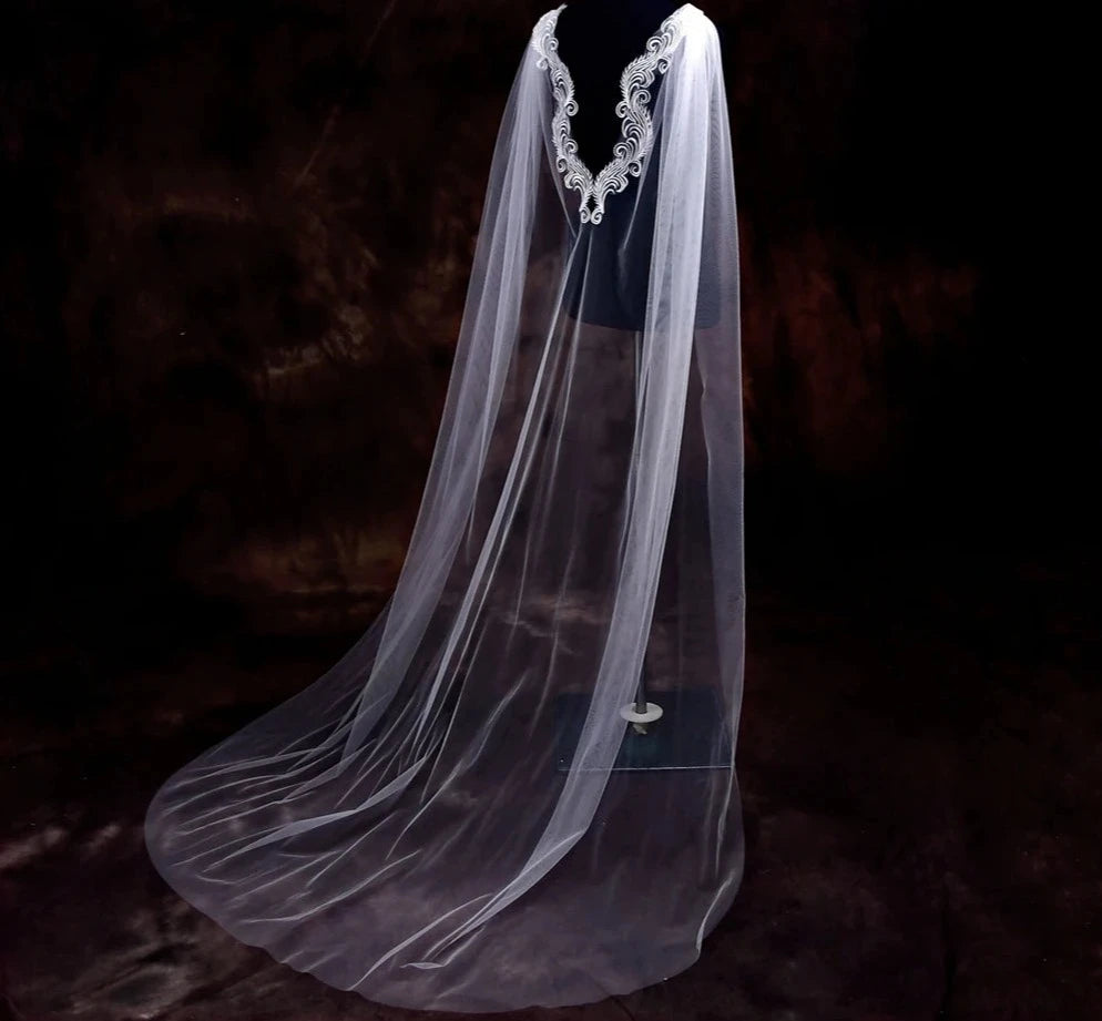 
                      
                        Long Bridal Veil Neck Cape Wedding Shawls Lace Veil
                      
                    