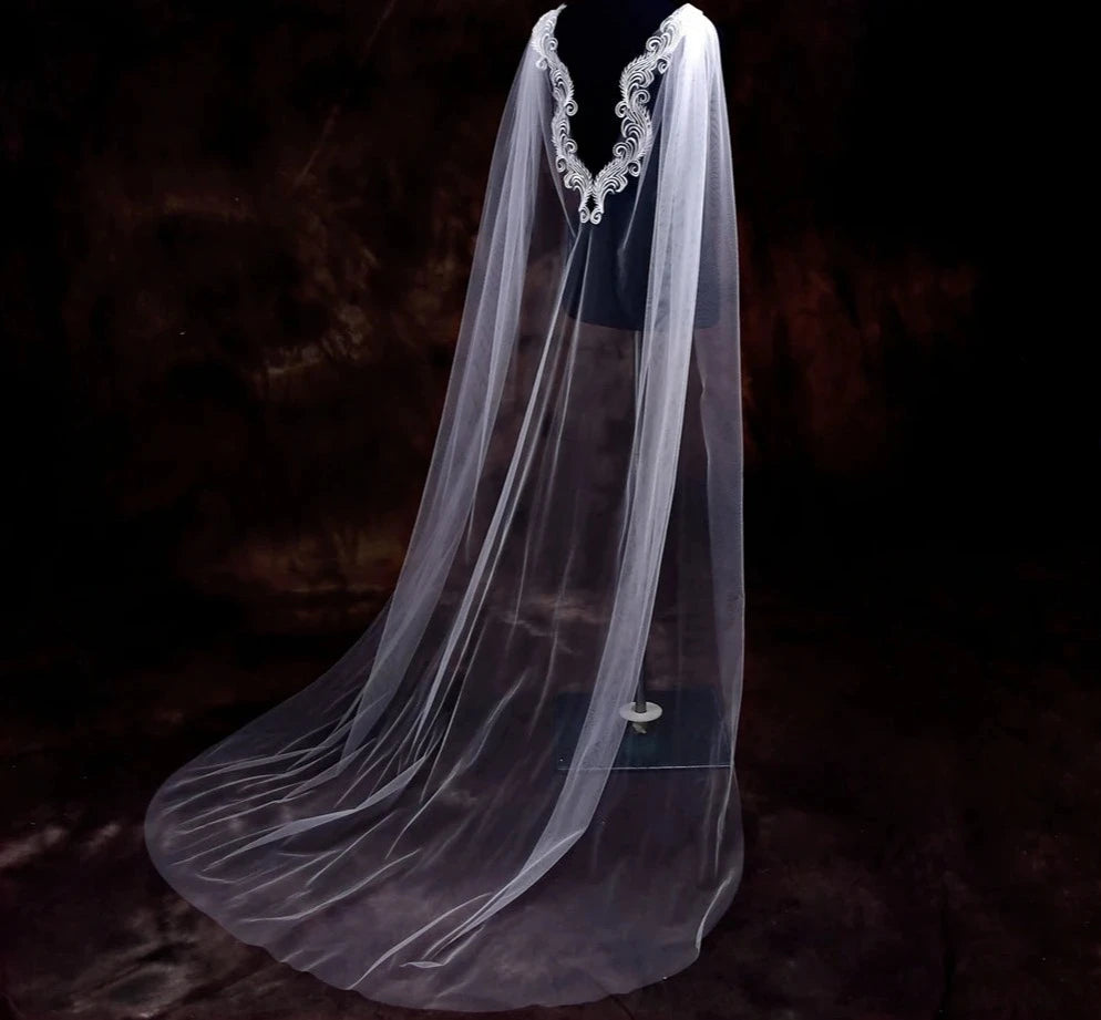 Long Bridal Veil Neck Cape Wedding Shawls Lace Veil