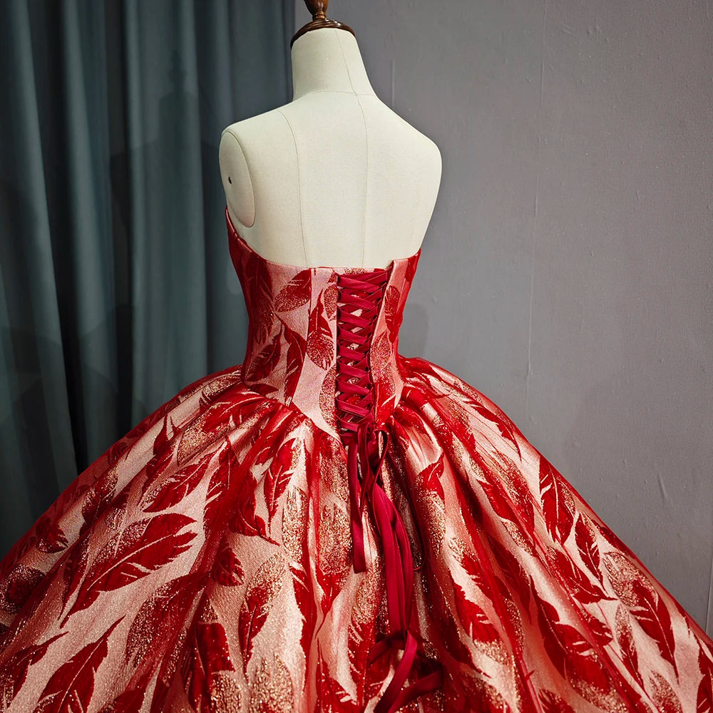 
                      
                        Red Feather Quinceanera Dress
                      
                    