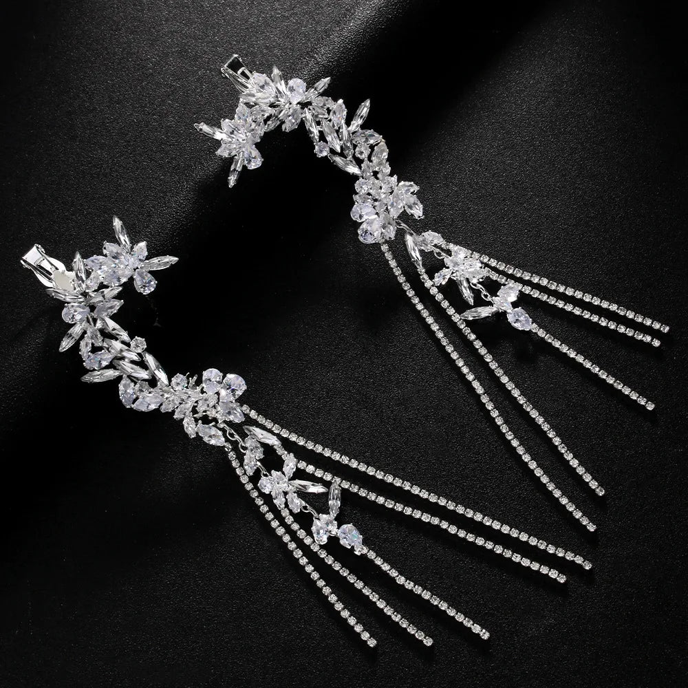 
                      
                        Ear Clip Crystal Tassel Geometric Earrings Without Piercing for Women
                      
                    