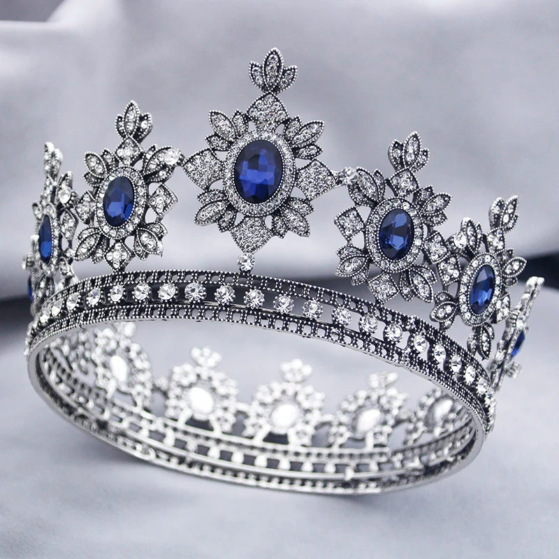 Antique Silver Color Crown Wedding Tiara for Women Birthday Prom Pageant Hair Jewelry