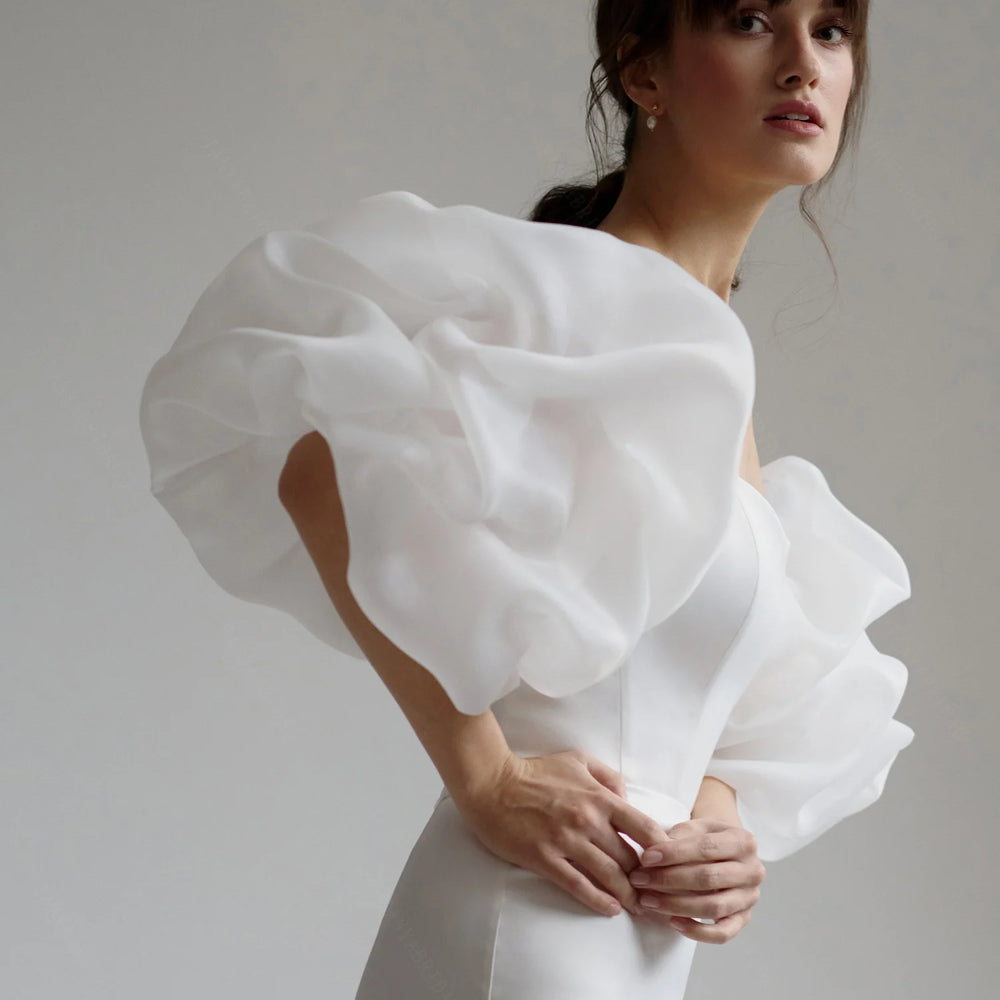 
                      
                        Organza Satin Puff Removable Sleeves Ruffles Dreamy Wedding Bridal Accessory
                      
                    