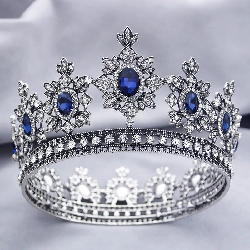 Antique Silver Color Crown Wedding Tiara for Women Birthday Prom Pageant Hair Jewelry