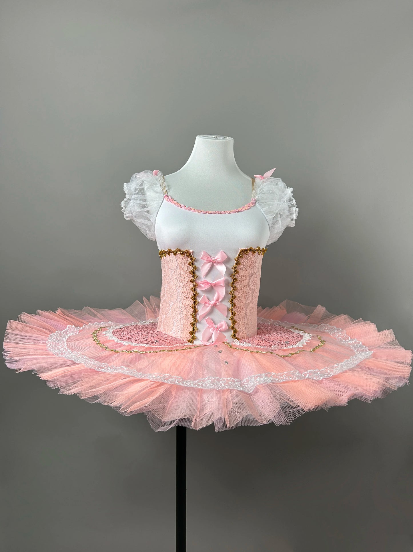 Girls Professional Tutu Dress Performance Clothes Pink Ballerina Dance Costume