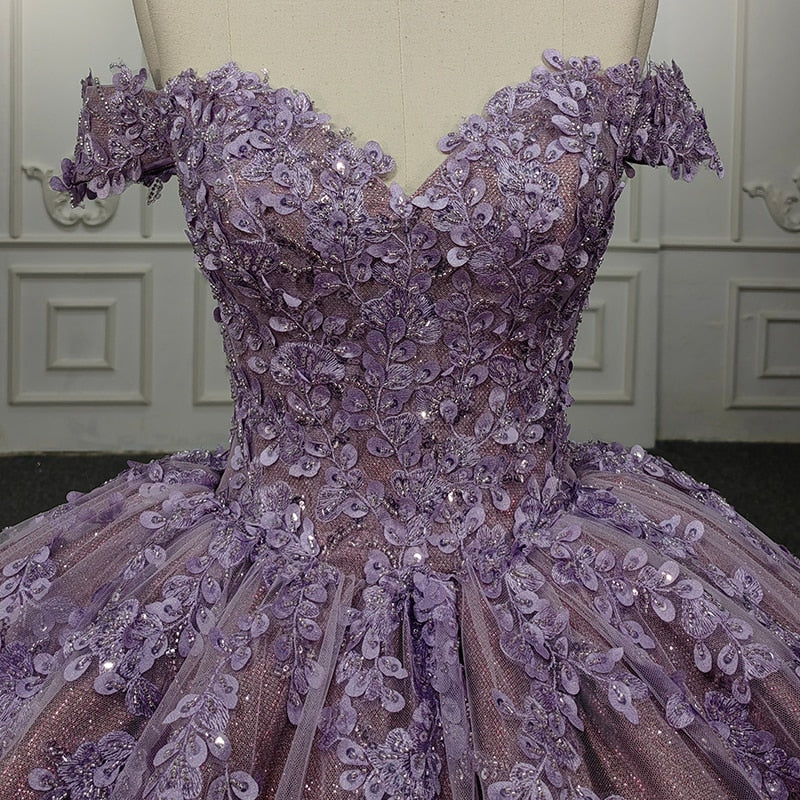 
                      
                        Quinceanera Purple Ball Gown Flower Dress
                      
                    