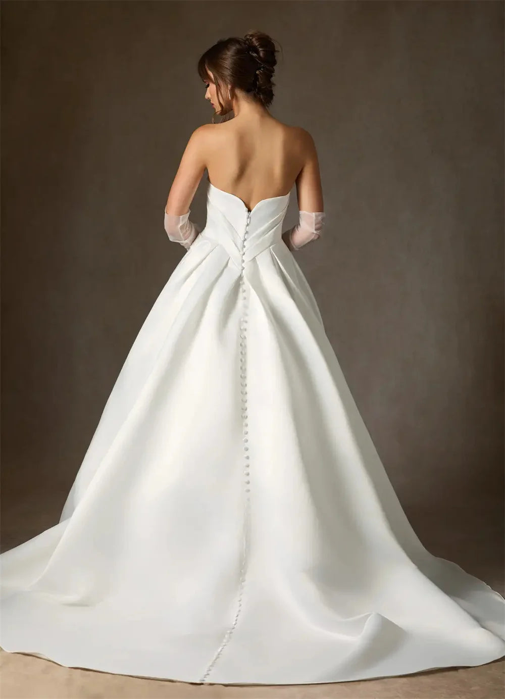 Boho Satin Wedding Dress White Sleeveless A-Line Bridal Gown, Walk down the aisle in effortless elegance with this stunning satin A-line gown. 