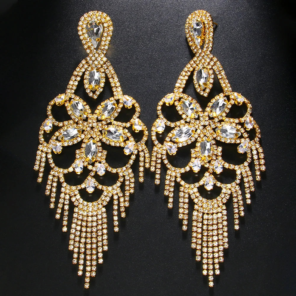 
                      
                        Glam Boho Crystal Rhinestone Tassel Earrings for Women
                      
                    
