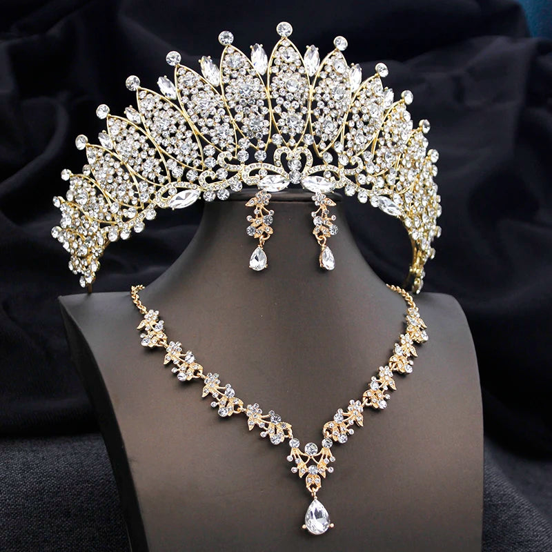 
                      
                        Crown Tiara Earrings Necklace Bridal Jewelry Set Accessories
                      
                    