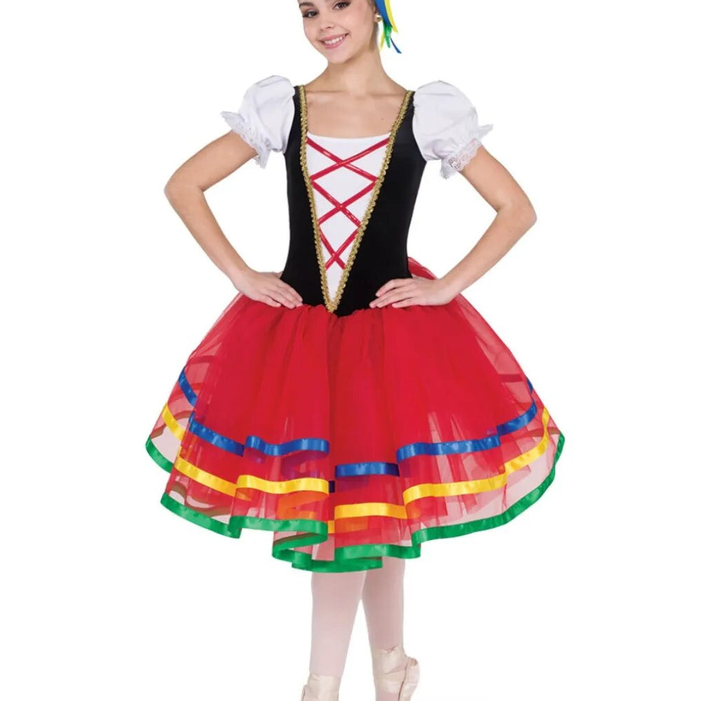 
                      
                        Girls Ballet Dress Red Spanish Skirt Ballerina Dance Costume
                      
                    