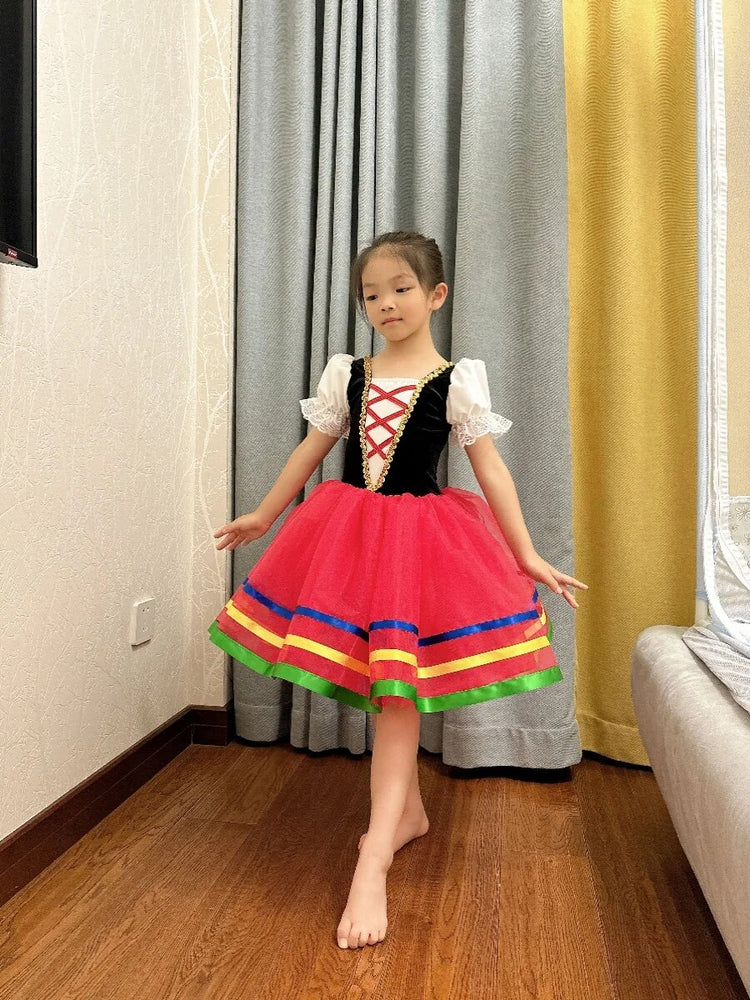 
                      
                        Girls Ballet Dress Red Spanish Skirt Ballerina Dance Costume
                      
                    