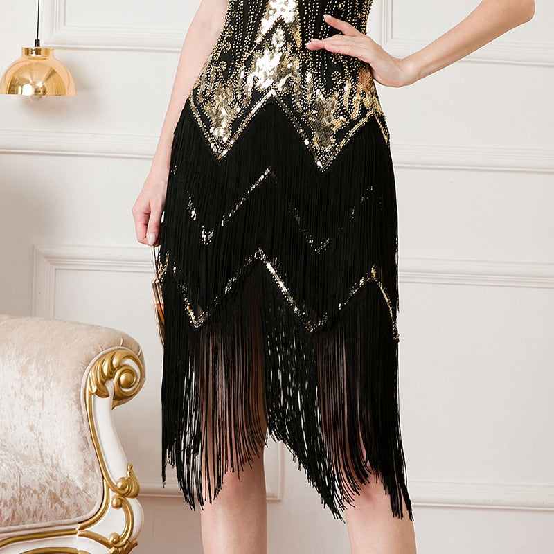 
                      
                        1920s Gatsby V-Neck Flapper Cocktail Dance Formal Evening Party Dress
                      
                    