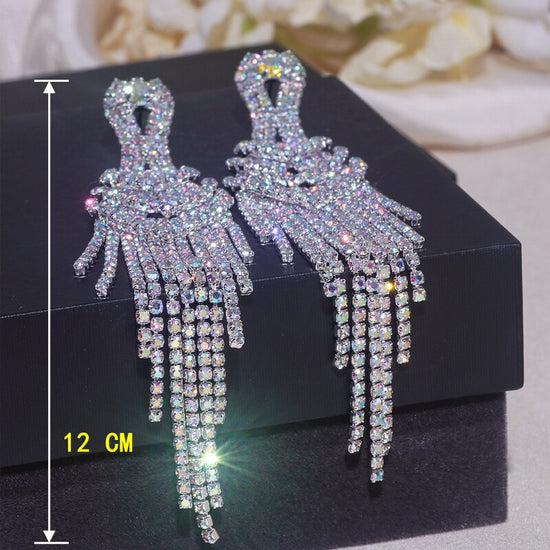 Load image into Gallery viewer, Fashion Long Tassel Rhinestone Crystal Earrings for Women Party Jewelry Accessory
