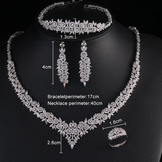 AAA+ Cubic Zirconia Earrings Ring Necklace Jewelry Set  Dress Party Accessories