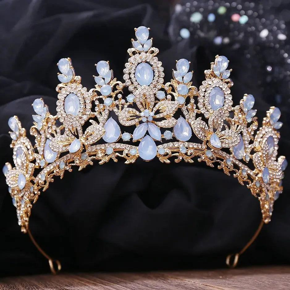 10 Color Opal Pink Crystal Tiara Crown For Women Party Hair Accessories