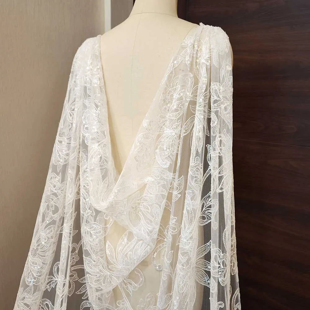 Luxury Glitter Sequins Shoulder Veil 3 Meters Long Wedding Cape