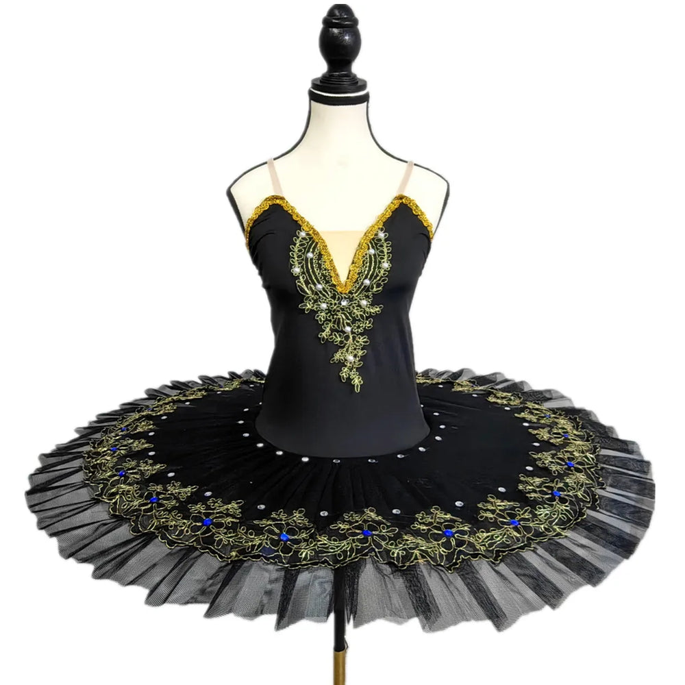 Black Professional Ballet Tutus For Girls Dance Pancake Ballerina Costume