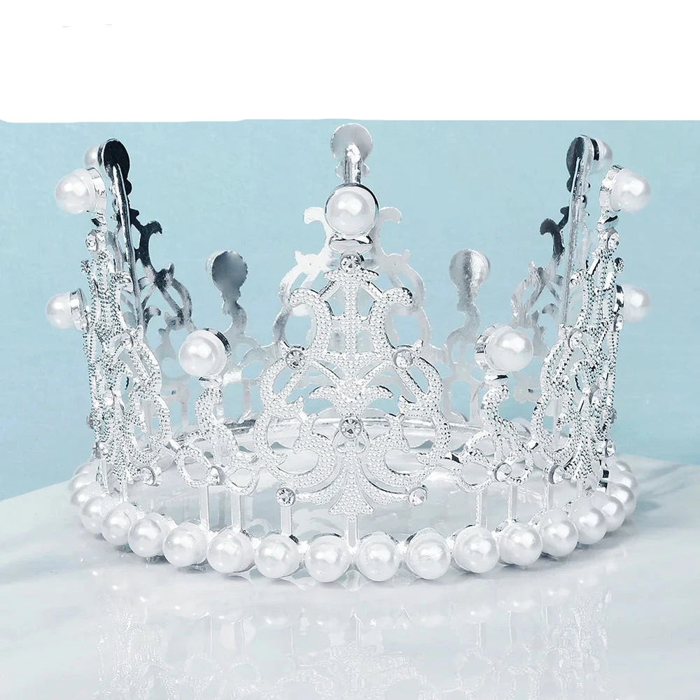 Silver Pearl Birthday Crown Tiara Crown for Women Hair Accessory