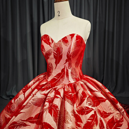 Red Feather Quinceanera Dress